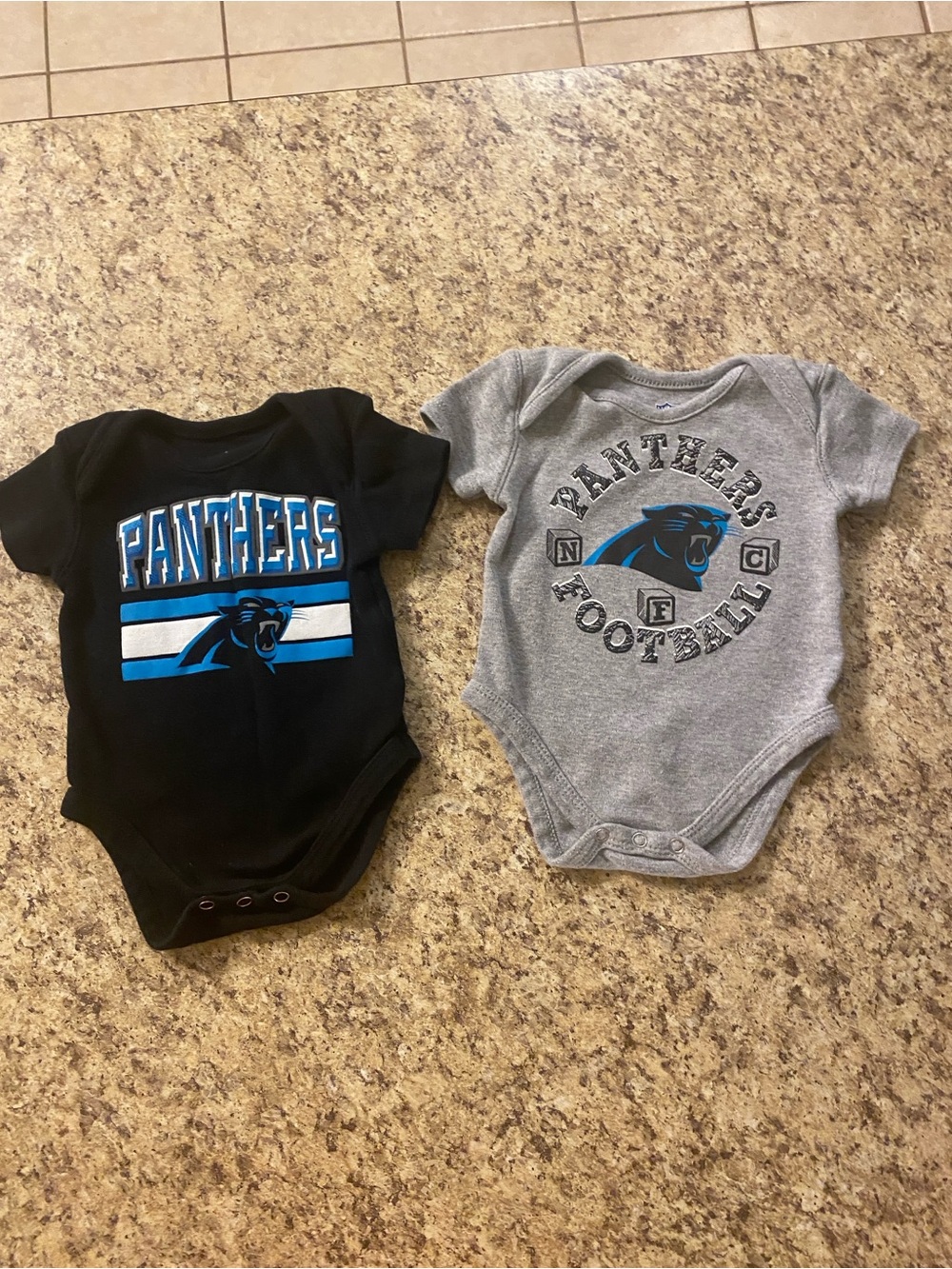 NFL Panthers Baby Bodysuit Set - Black and Gray with Blue Accents